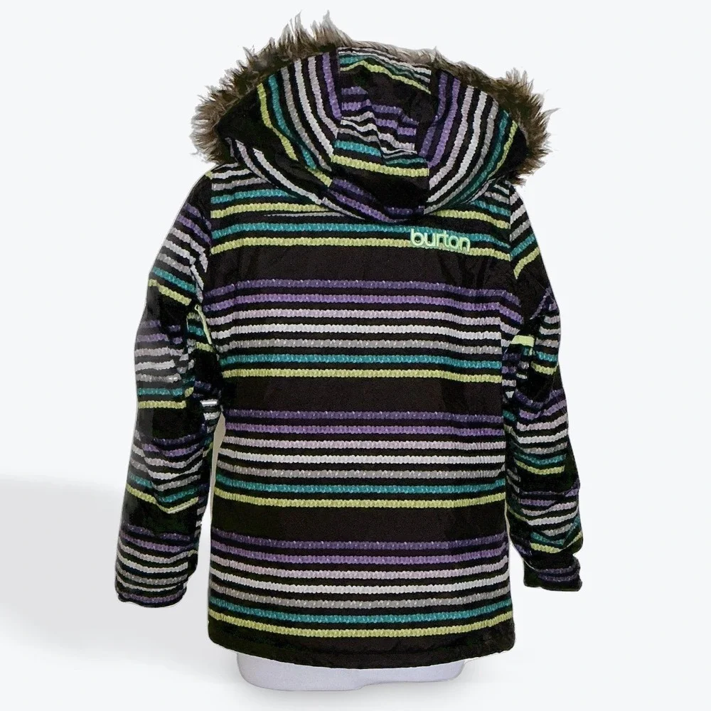 Burton Girls Mistique Snowboard Jacket Striped DryRide Insulated Size M 10/12